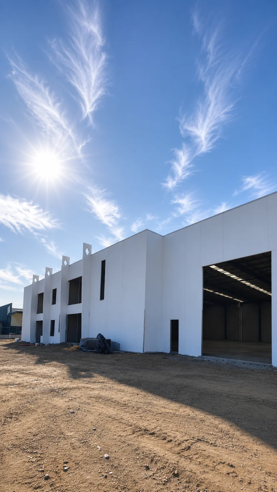 Commercial warehouse exterior finishing, Victoria